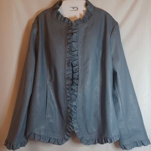 Hot in Hollywood Blue Gray  Vegan Leather With Ruffles. Size 1X